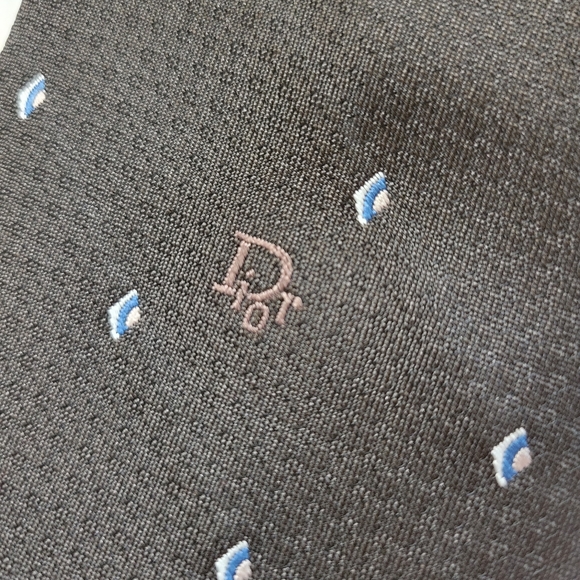 Christian Dior Chocolate Brown Tie with Diamond Pattern WPL 125 - Picture 2 of 5